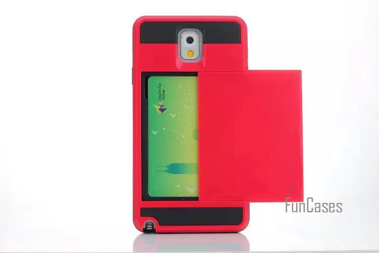 Чехол для samsung Galaxy Note 3, 4, 5, S3, S4, S5, S6, S7 Edge, S8 Plus, гибридный защитный чехол из ПК+ ТПУ, 2 в 1, слайдер для карт с отделением для карт - Цвет: red