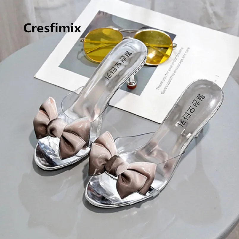 Cresfimix/женские модные милые туфли на высоком каблуке 6 см с бантом Женские