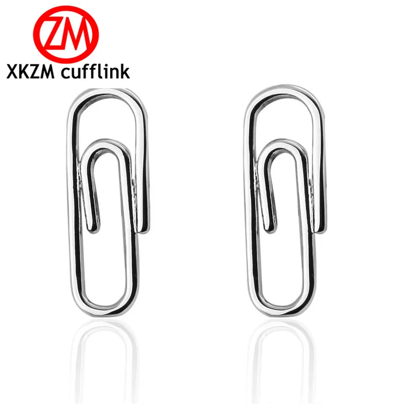 

Formal silvery Paper clip Cufflink for Mens Suits Buttons Geometric Wedding Cufflink French Grooms Shirt Brand Cuff Links