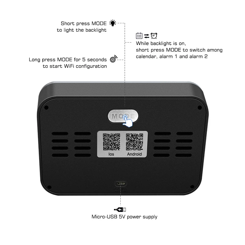 Цифровые часы с Wi-Fi дневные цветным экраном для дома и улицы настольные