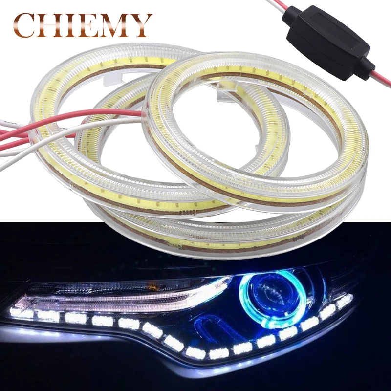 1x Авто супер яркие кольца halo 6000k cob led Ангельские Глазки головной светильник 60 мм 70 мм 80 мм автомобиль мотоцикл DRL светильник лампа для автомобиля Стайлинг
