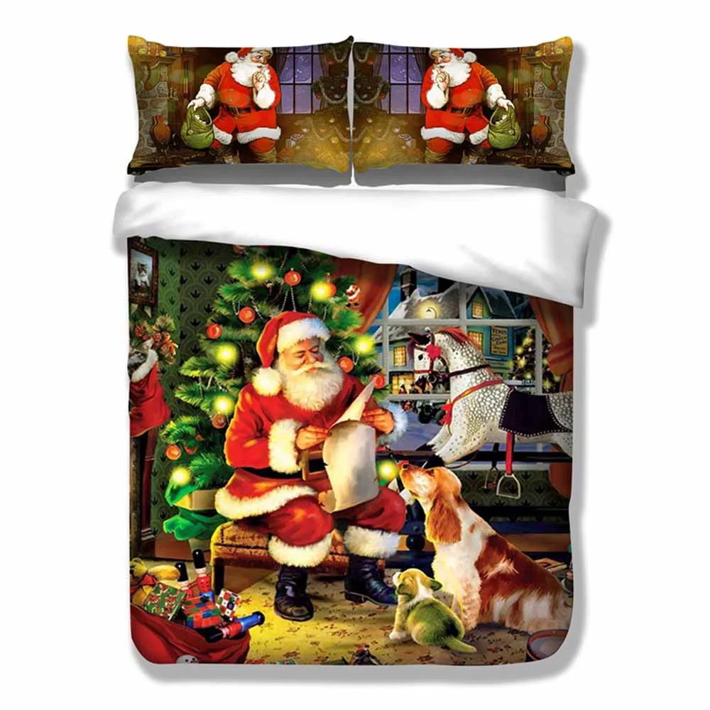 

2020 Santa Clause Pattern Children's Bedclothes Merry Christmas Soft 3D Printing Bedding Set Home Duvet Cover Set US Twin Kids
