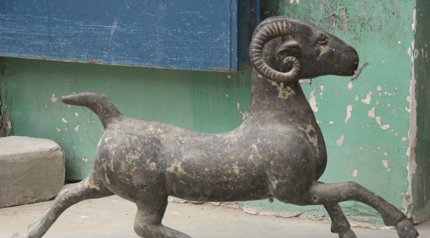 26 &quotКитайский Бронзовый пробежка зодиака год Овцы козы пробежки статуя