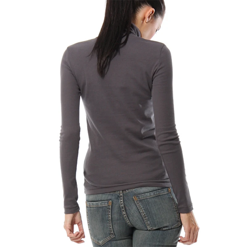 Распродажа женские футболки KalvonFu с высоким воротником длинным рукавом теплая