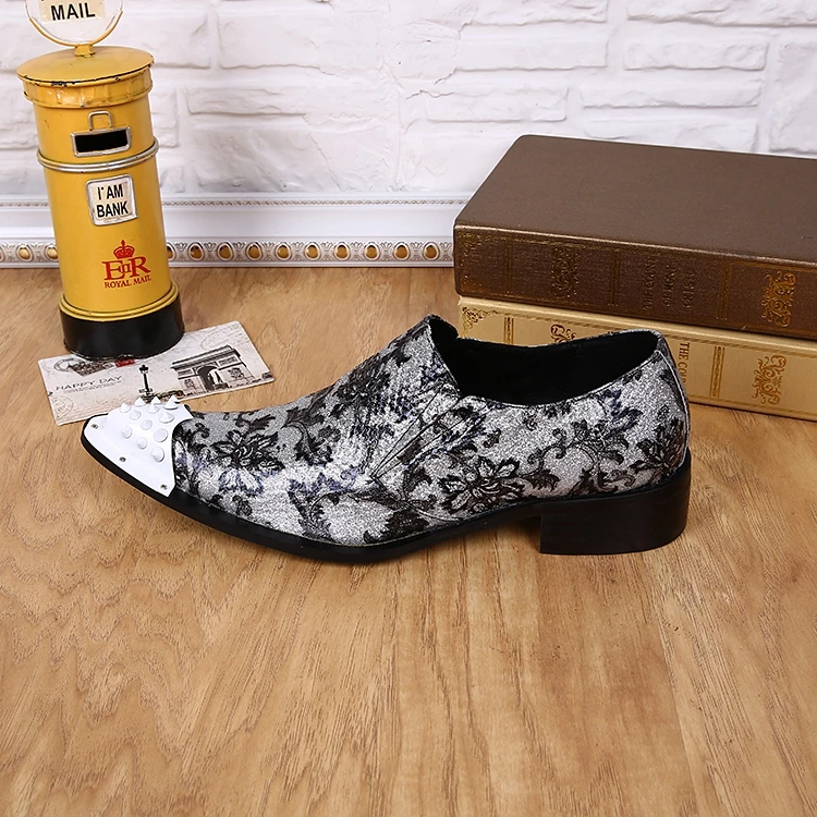 Мужские классические оксфорды из натуральной кожи серые с железной головкой и