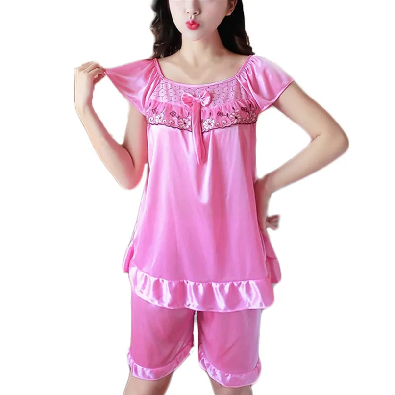 2019 летняя Женская Удобная Милая Пижама однотонный пижамный комплект с принтом