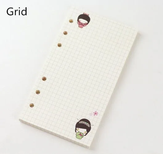 Grid 45 листов, каваи А5, А6, бумага для заправки, блокнот, спиральная папка, индекс, внутренние страницы, ежемесячный недельный ежедневник - Цвет: Grid