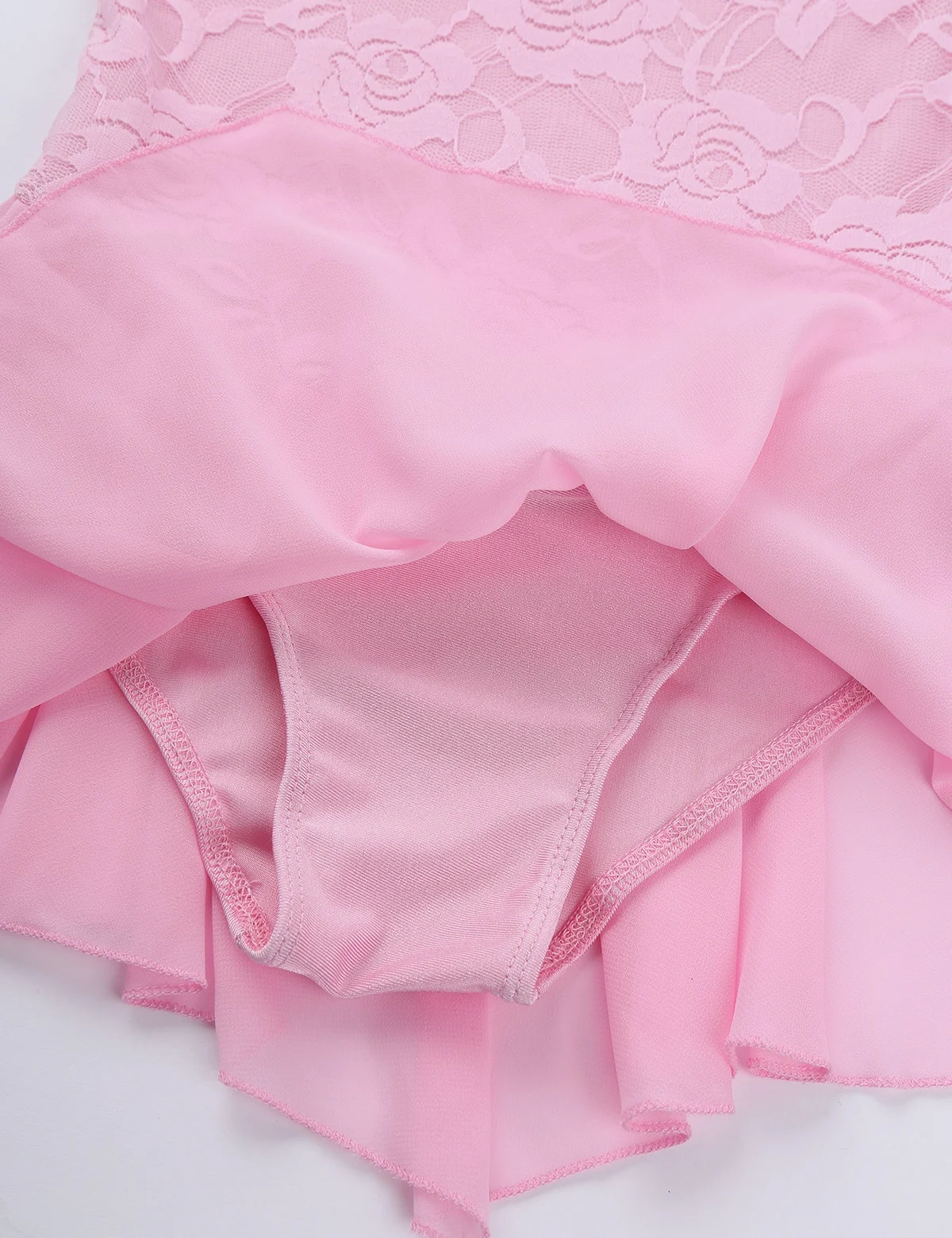 

Kids Girls Floral Lace Back Keyhole Figure Ice Skating Roller Skating Ballet Dance Leotard Ballerina Performance Dance Dress