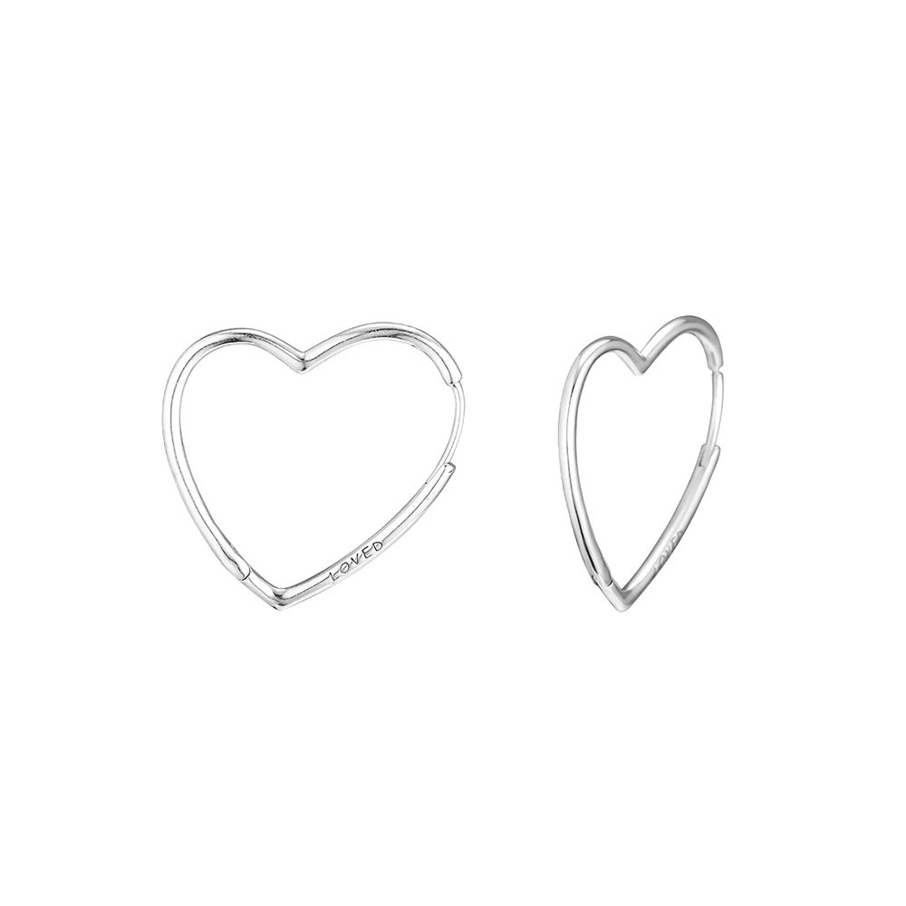 

CKK Earring Asymmetric Hearts of Love S Hoop Earrings Sterling Silver Jewelry 100% for Women Brincos Oorbellen Pendientes