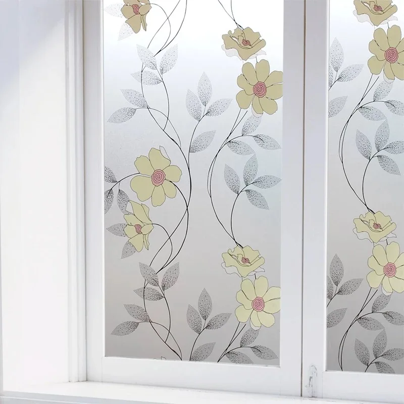 Непрозрачная стеклянная Наклейка на окно с цветами матовая Тонирующая