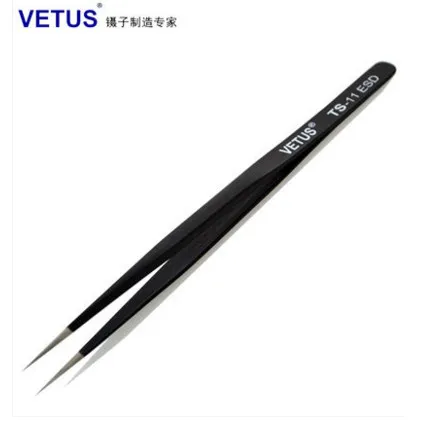 TS-ESD Экономического индивидуальные ресницы нержавеющая сталь Tweezers Антистатический пинцет инструменты наращивание ресниц Пинцет Набор Vetus