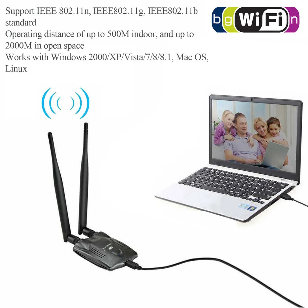 2 антенны высокой мощности 6dBi USB беспроводной Wi Fi адаптер 150 Мбит/с 802 11 b/g/n|Сетевые