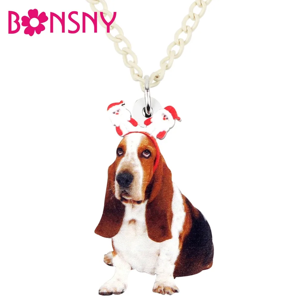 Bonsny акриловый Рождественский чокер в виде Санта-Клауса байсса Женская цепочка