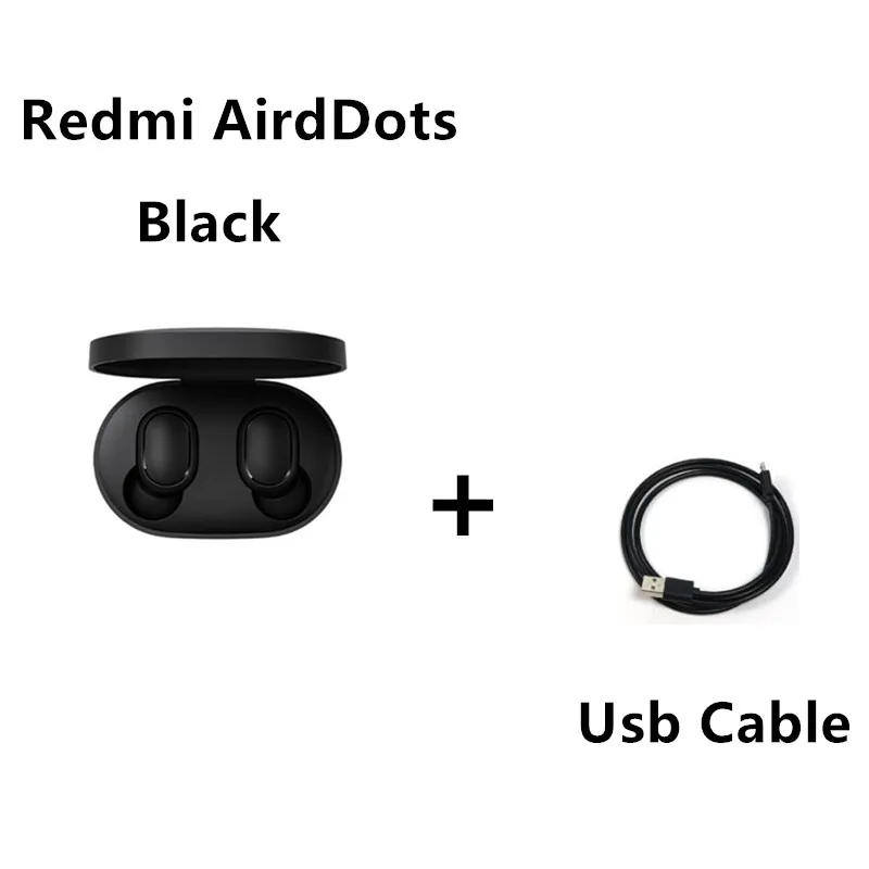 headset with cable Xiaomi Redmi AirDots беспроводные стерео наушники Bluetooth 5,0 наушники с зарядным устройством наушники-вкладыши с микрофоном Handsfree наушники с управлением AI - Цвет: headset with cable
