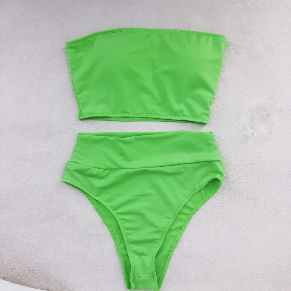 YF0117-Green Купальник с высокой талией,, сексуальное бикини для женщин, бразильский купальник, пуш-ап, бандо, топ, плюс размер, низ, бикини, набор, купальники - Цвет: YF0117-Green