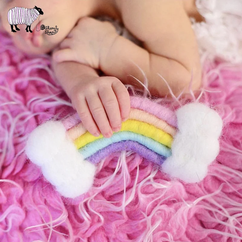 

Newborn Photography Felt Rainbow Props Baby Girl Boy Photo Shoot Handmade Rainbow Hat Prop Infant Picture fotografia Accessories