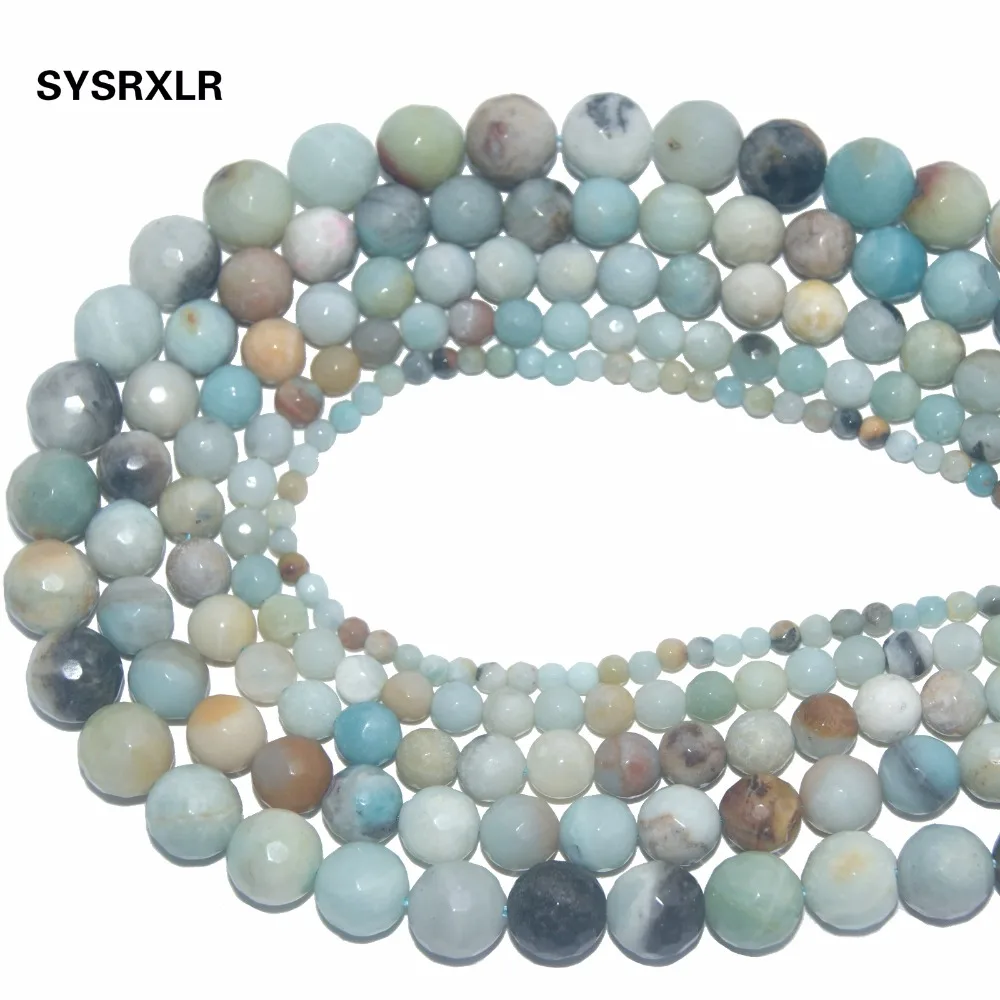 

Wholesale Faceted Natural Mix Color Amazon Stone Beads For Jewelry Making DIY Bracelet Necklace 4/ 6/8/10/12 MM Strand 15.5''