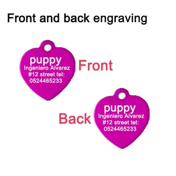 2 шт./лот Бесплатная индивидуальные гравировка текста бирки собаки Алюминий