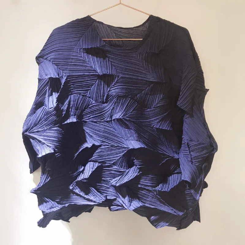 Женская рубашка LANMREM винтажная плиссированная с круглым вырезом и крыльями