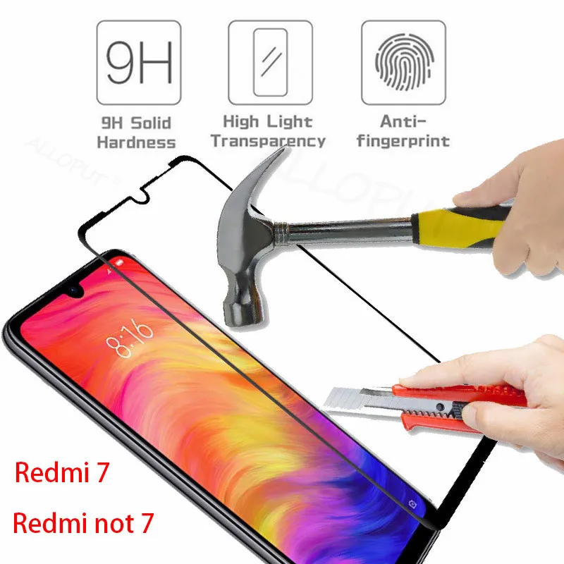 Премиум Закаленное стекло ALLOPUT для Xiaomi Redmi Note 7 Redmi 7 Стекло 9H полное покрытие черное стекло Redmi Note 7 Pro защита экрана