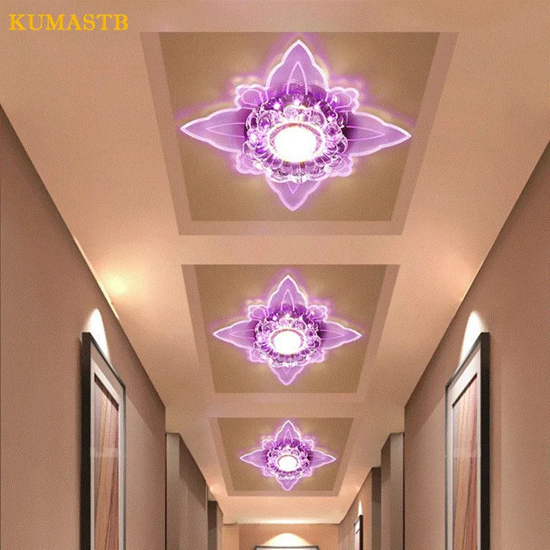 Креативный светодиодный потолочный светильник с кристаллами и цветами