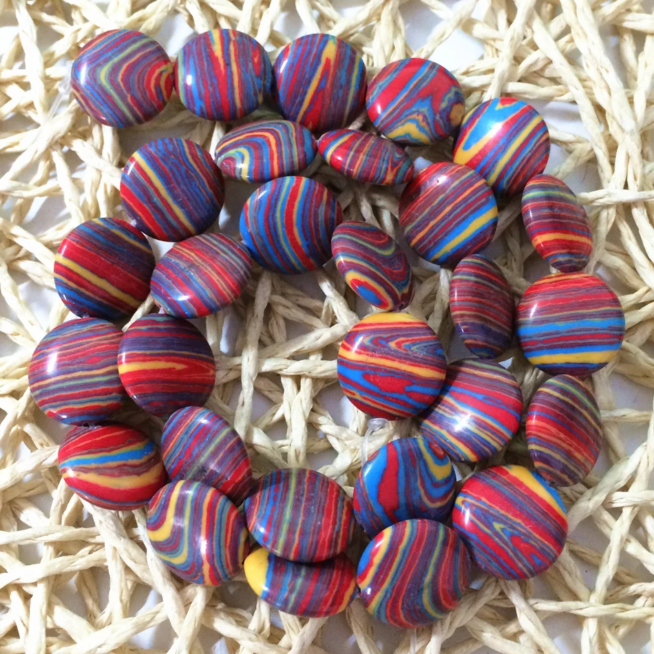 Разноцветная красная желтая полоса Бирюзовая монета Джаспер 12 мм Красивые