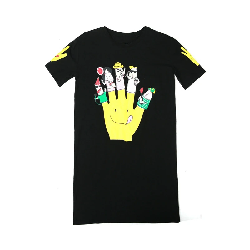 Женское свободное платье футболка с принтом приталенное коротким рукавом