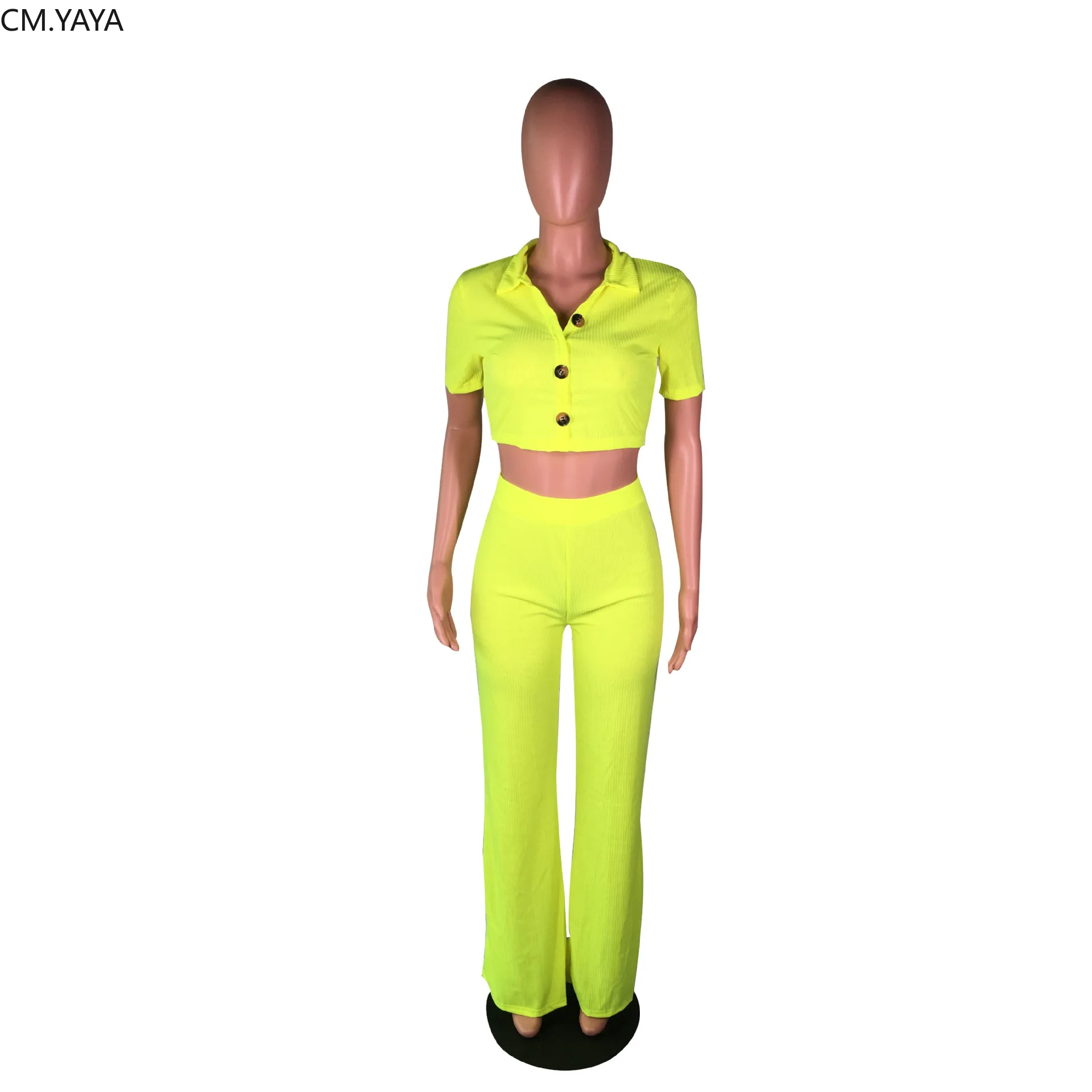 2019 женский осенний Новый вязаный короткий свитер на пуговицах Топ и прямые штаны