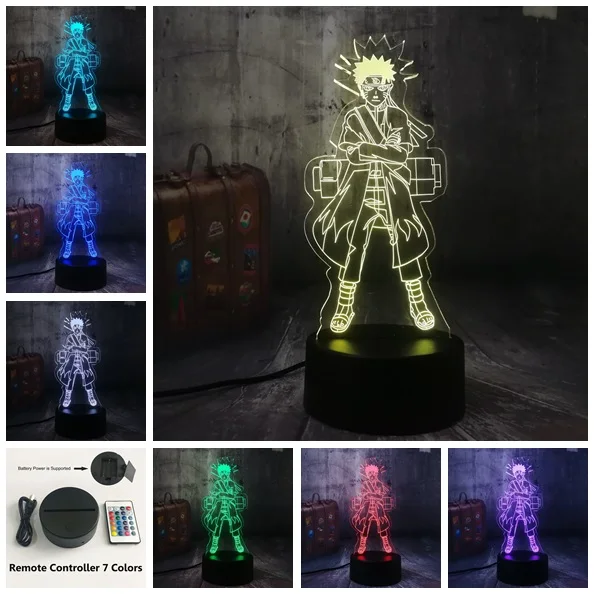Controller 7 Color Новинка Наруто Аниме Uzumaki Наруто 3D ночной светильник светодиодный USB настольная лампа для сна домашний декор Детская игрушка для мальчика Праздничный Рождественский подарок - Испускаемый цвет: Controller 7 Color
