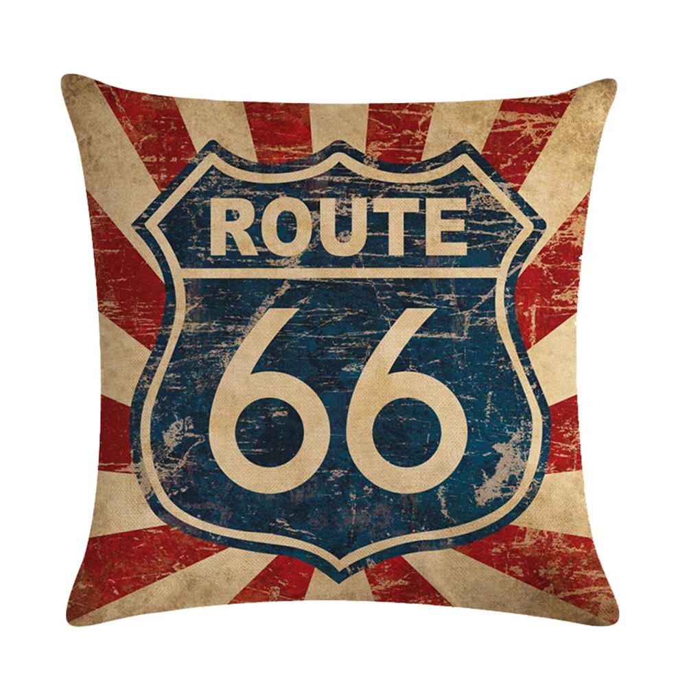 Винтажный двухсторонний наволочка 45*45 Route 66 наволочки льняные чехлы на подушки декоративные подушки Подушка для тела