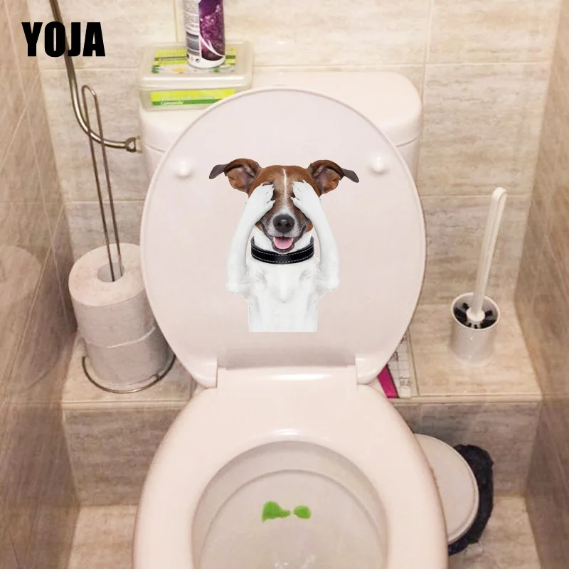Наклейка на унитаз глаза счастливой собаки YOJA 17 5*20 3 см Наклейки стены в комнате