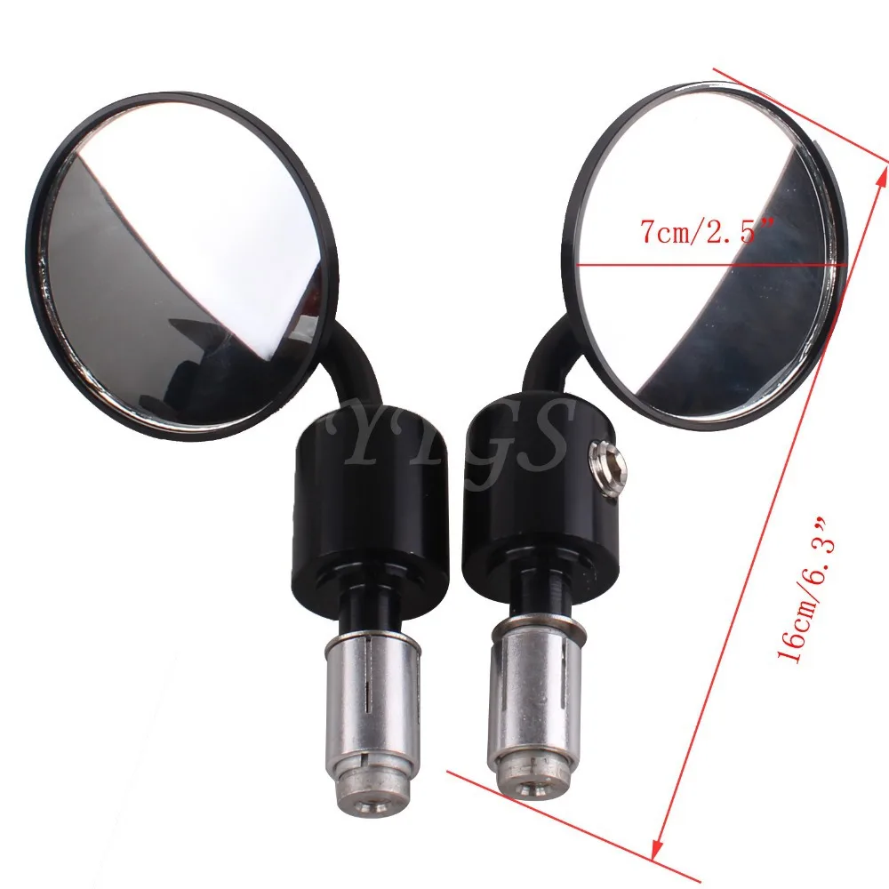 Replacement Motorcycle Aluminum Rear View 3&quot Handle Bar End 7/8&quot Mirrors Round Black Billet handle Mirror Rearview | Автомобили и