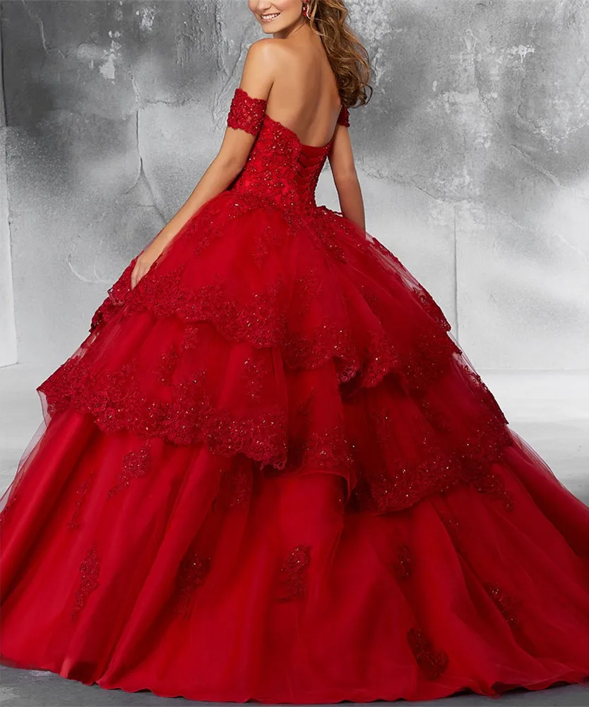 Роскошное бальное платье принцессы jaevini красные платья для Quinceanera милое с