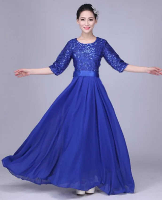 XYF01# новые весенне-летние костюмы для хора блестки красные, синие и фиолетовые длинные свадебные платья свадебное платье для выпускного вечера