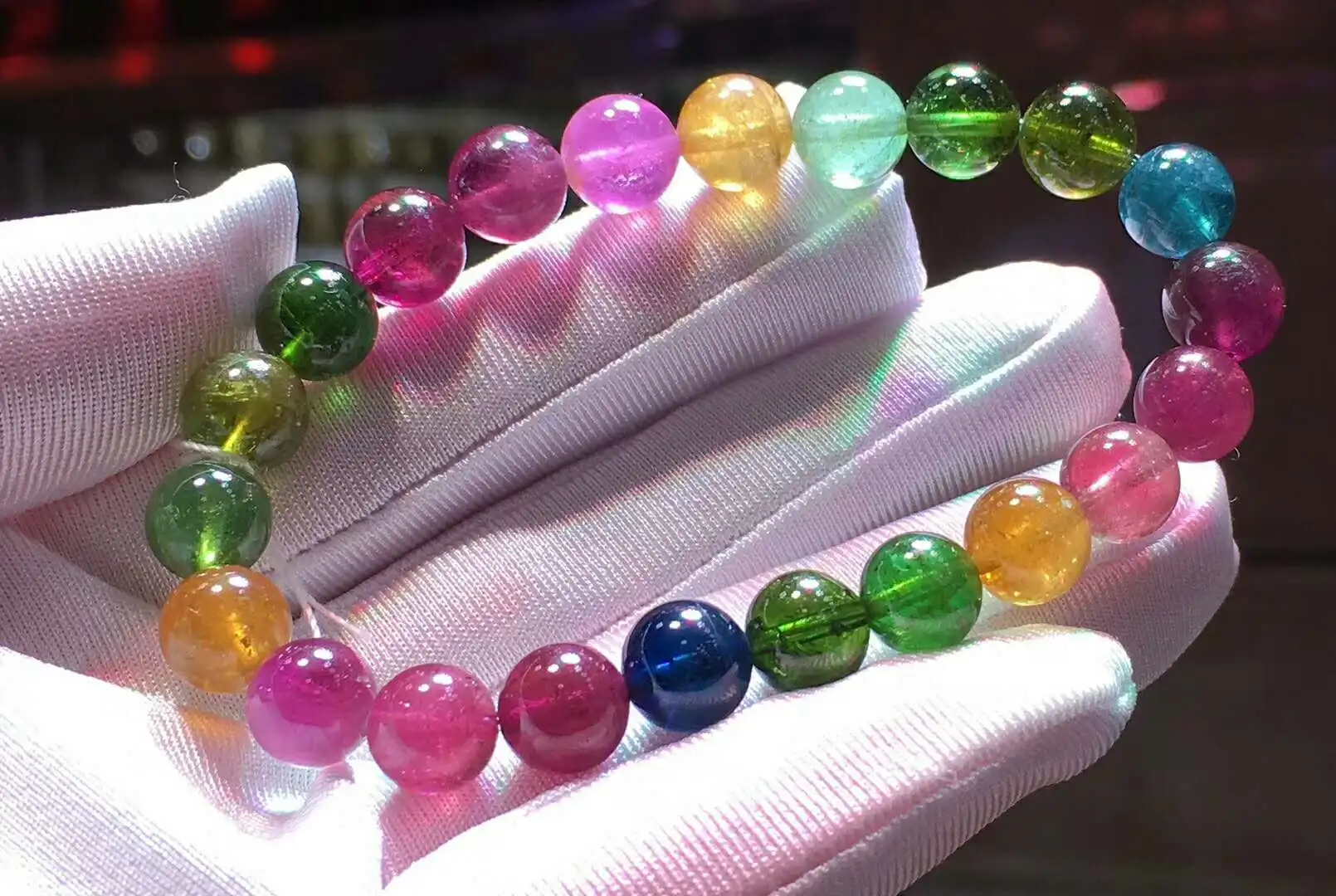 Настоящий натуральный красочный драгоценный камень турмалин кристалл браслет