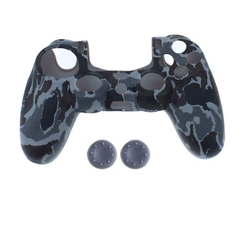 Camo Light Grey PS4 PS4 SLIM PRO Камуфляжный Противоскользящий силиконовый чехол с 2 колпачками для джойстика для Playstation 4 Dualshock 4 - Цвет: Camo Light Grey