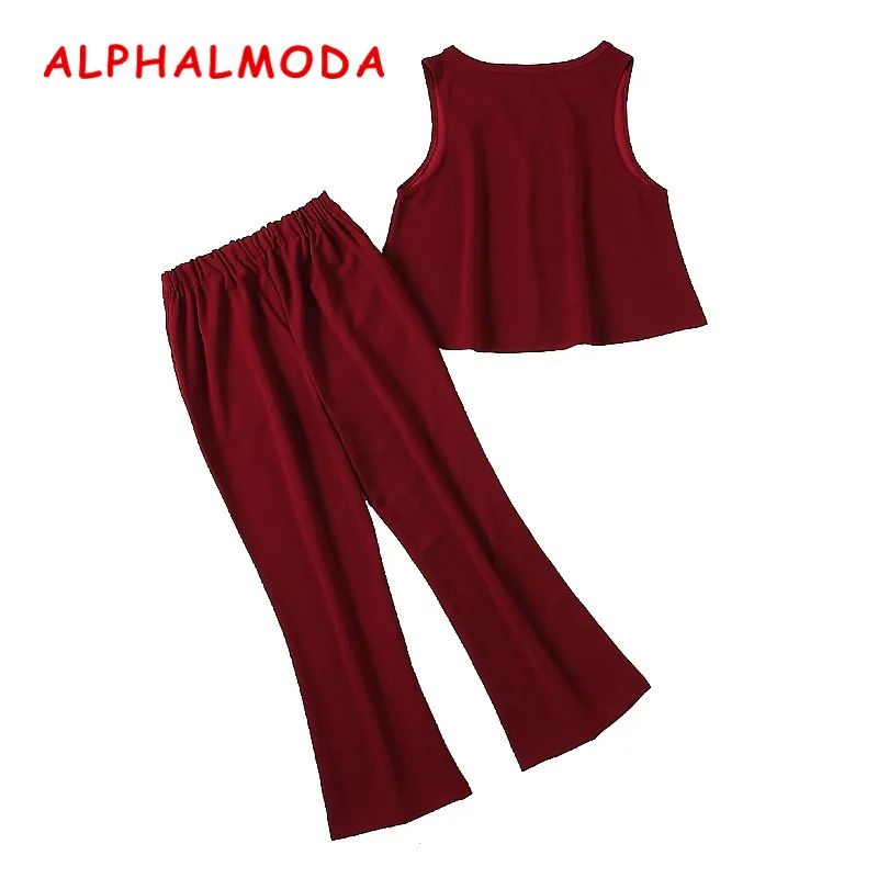 ALPHALMODA/Новинка лета 2018 года комплект из 2 предметов: блузка и брюки трапециевидной