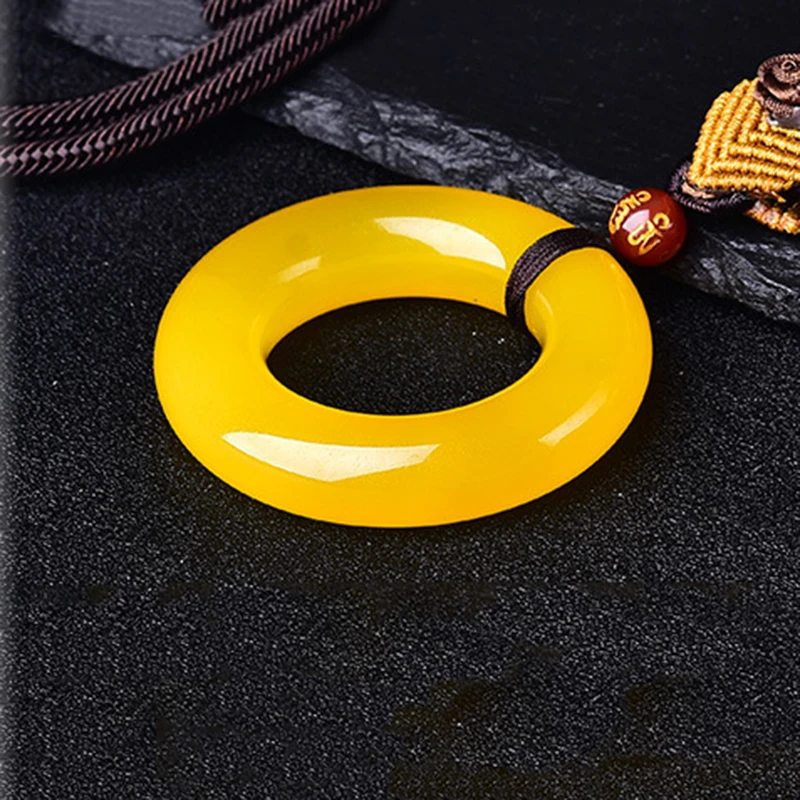 Красивые желтые подвески из натурального халцедона круглые с безопасной пряжкой