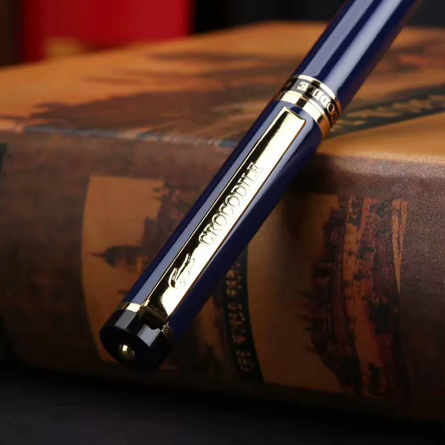 Крокодиловая 990 гладкая синяя черная красная с Золотой Шариковая ручка зажимом 0 7