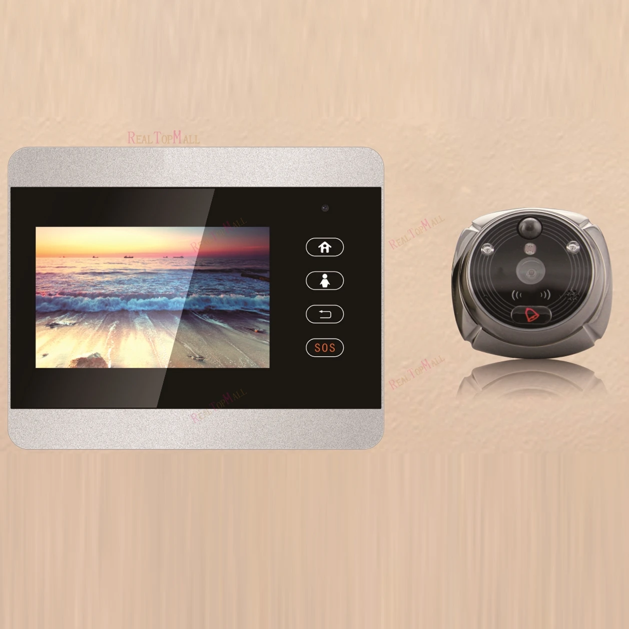 Ihome5 WiFi Беспроводная цифровая с глазком для входной двери просмотра 4 &quotпередняя