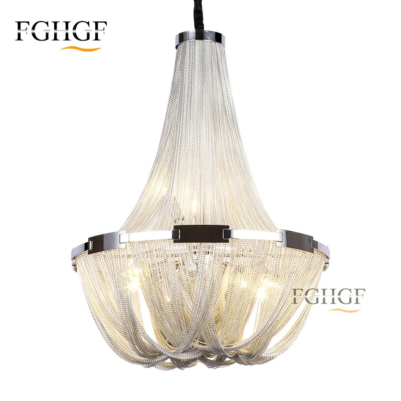 French Aluminum Chain Chandelier Light Fixture Empire Vintage Hanging Suspension Lustre Drop for Hotel | Освещение