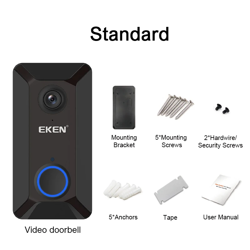 Standard EKEN V6 смарт WiFi видео дверной звонок камера IP дверной звонок беспроводной домашний визуальный домофон приложение управление камера безопасности - Цвет: Standard