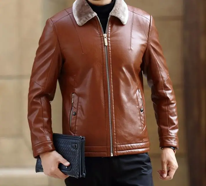 

M-3XL HOT / Spring Men's New Fashion Classic Personality Zippered lapels and velvet PU jacket