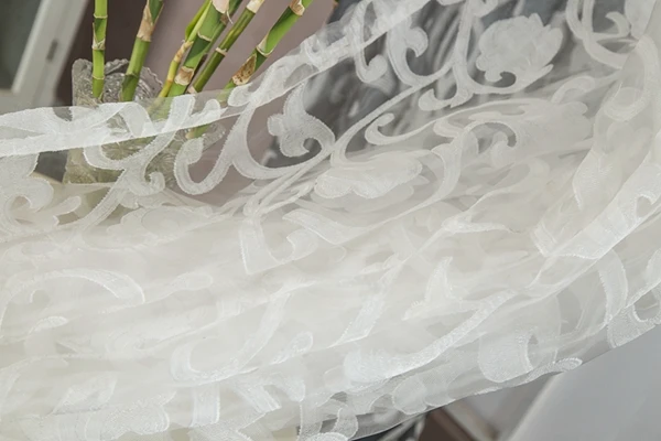 White Tulle Curtain Европейский стиль обработки окна 3d шторы китайские шторы домашний текстиль украшения современный занавес короткое занавес - Цвет: White Tulle Curtain