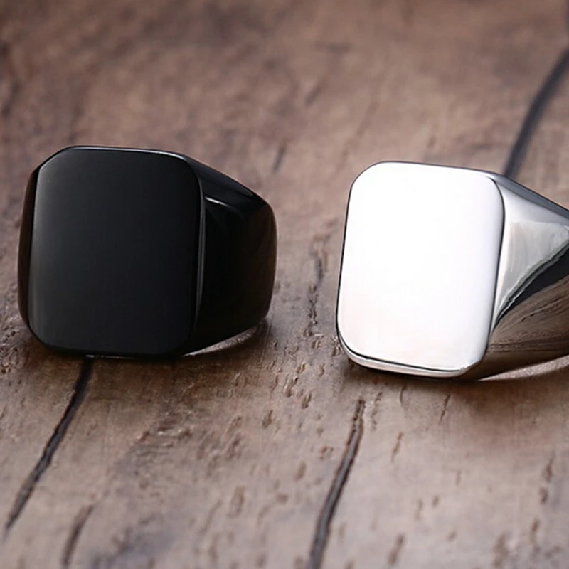 Вывеска-Кольцо из нержавеющей стали черного цвета размер 4-15 | Украшения и