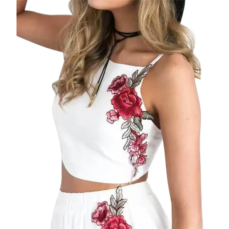 Пляжный Женский комплект 2 шт. с аппликацией розы и галстуком бабочкой короткий