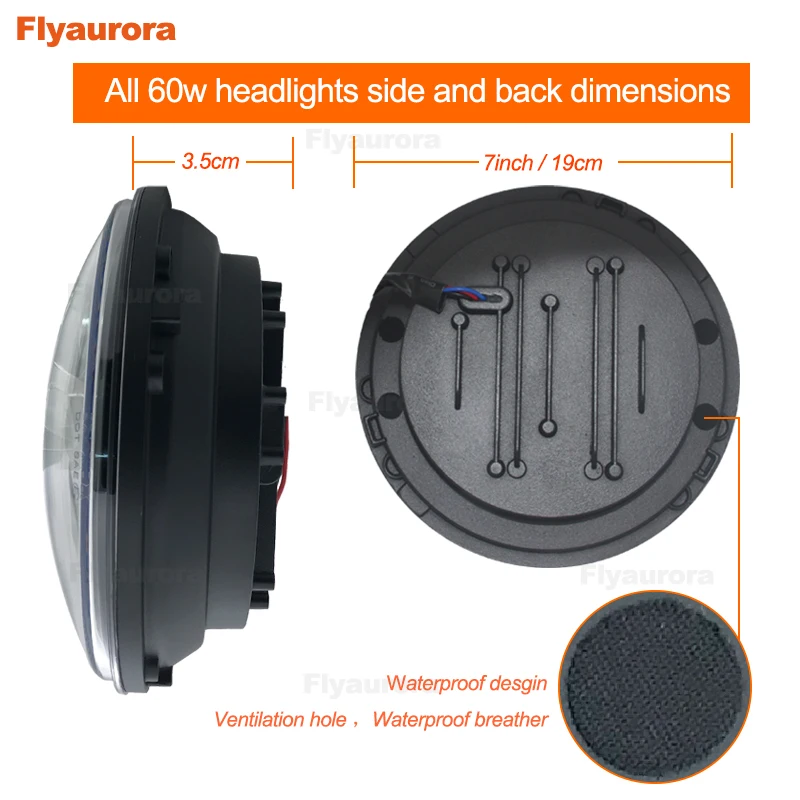 7 дюймов 60 Вт светодиодный фары для автомобиля высокий низкий пучок Ангел глаз DRL