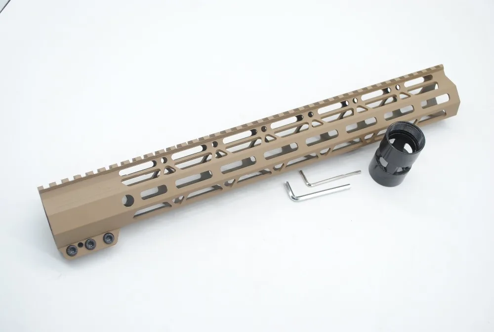 TriRock 15-дюймовый зажимной стиль Keymod/M-lok Handguard Rail Picatinny Mount System Fit. 223/5. 56_Tan цветная