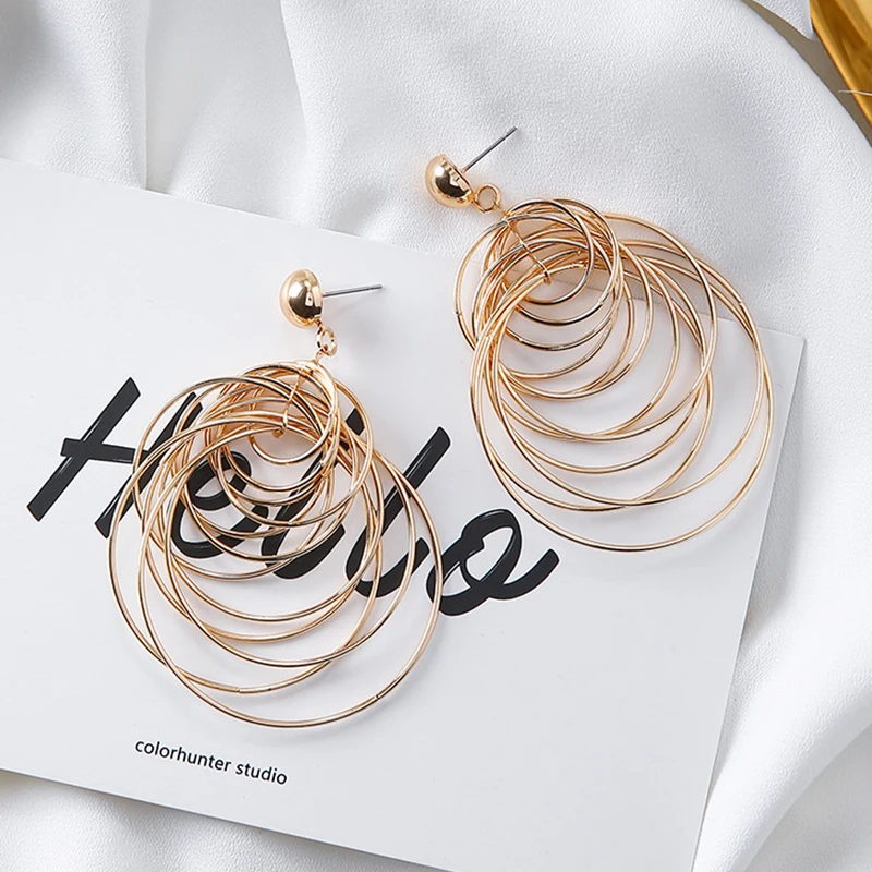 EVBEA 2019 Trendy Girls Lady Golden Color Earrings Fashion Party Women Link Statement Dangle EarringsE334 | Украшения и