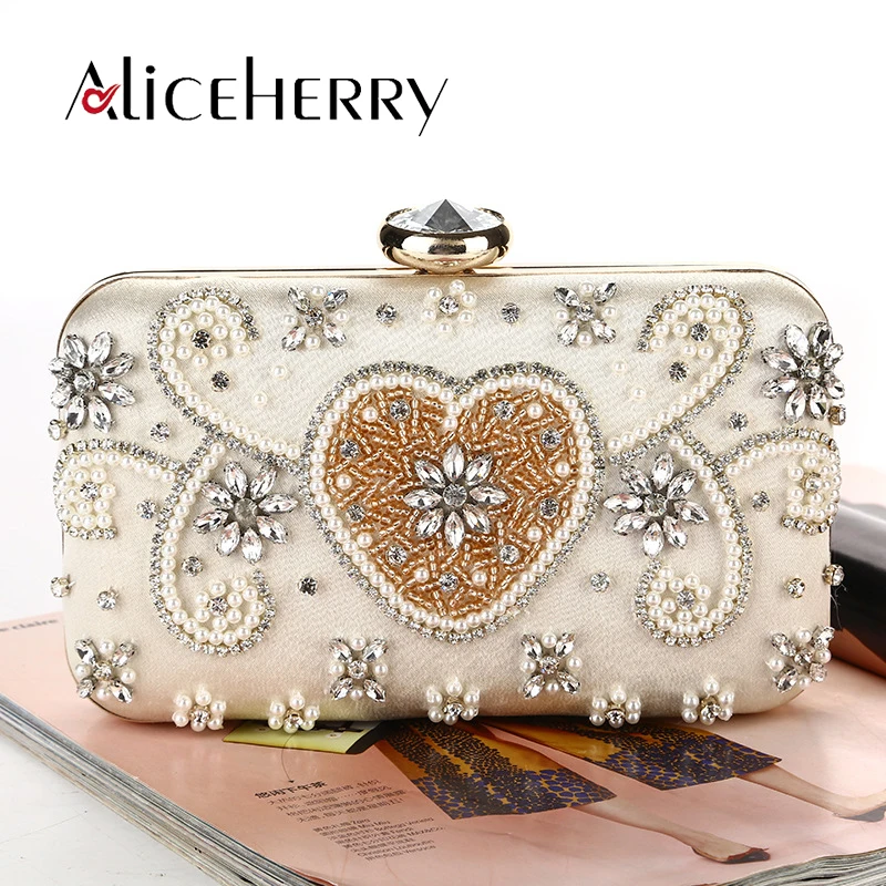 Роскошный женский клатч в форме сердца для кошельков Стразы кристальная